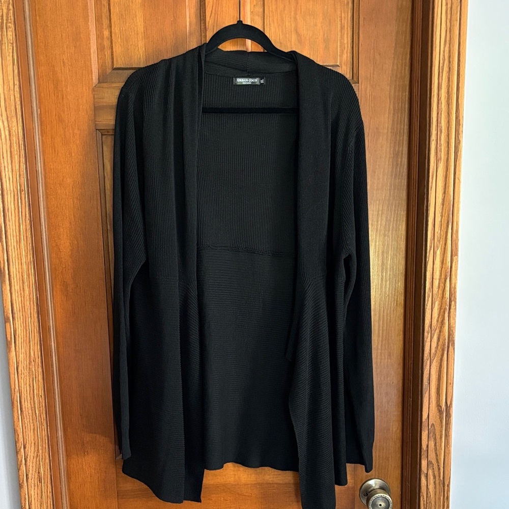 Elegant Black Open Front Cardigan